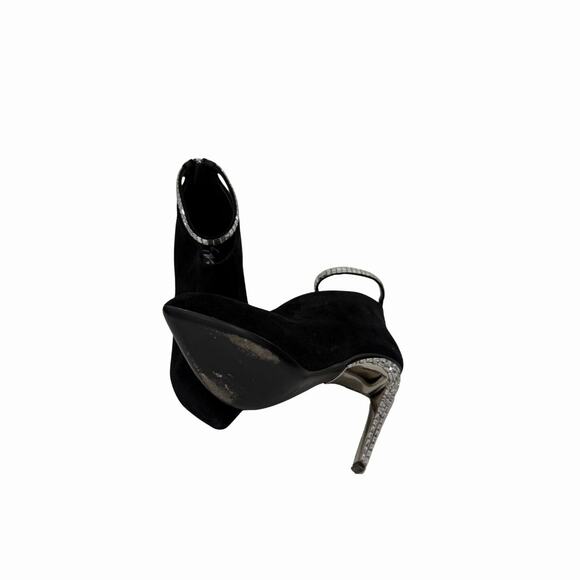 Giuseppe Zanotti x JLo Black Suede Crystal-Accented Ankle Zip Booties Size 37.5 - Picture 5 of 5